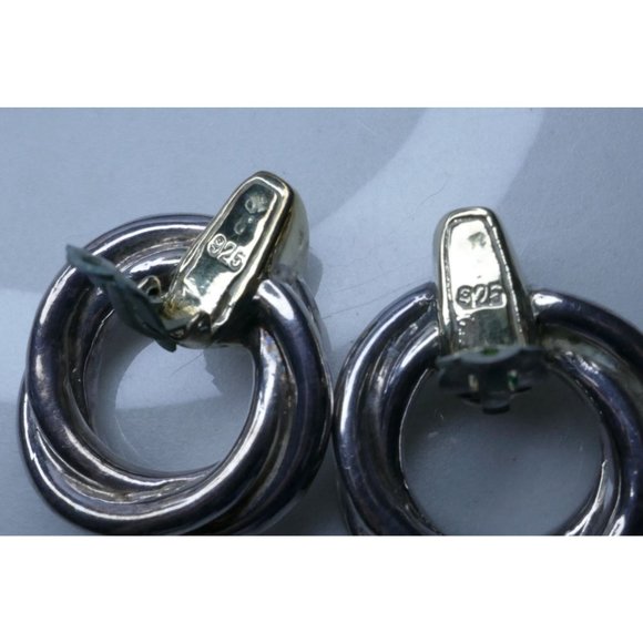 Vintage Sterling Silver Two Tone Electroform Wreath Earrings Signed CO - Picture 7 of 13